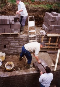 Dad, peter & stephen load blocks ready for the brick layers